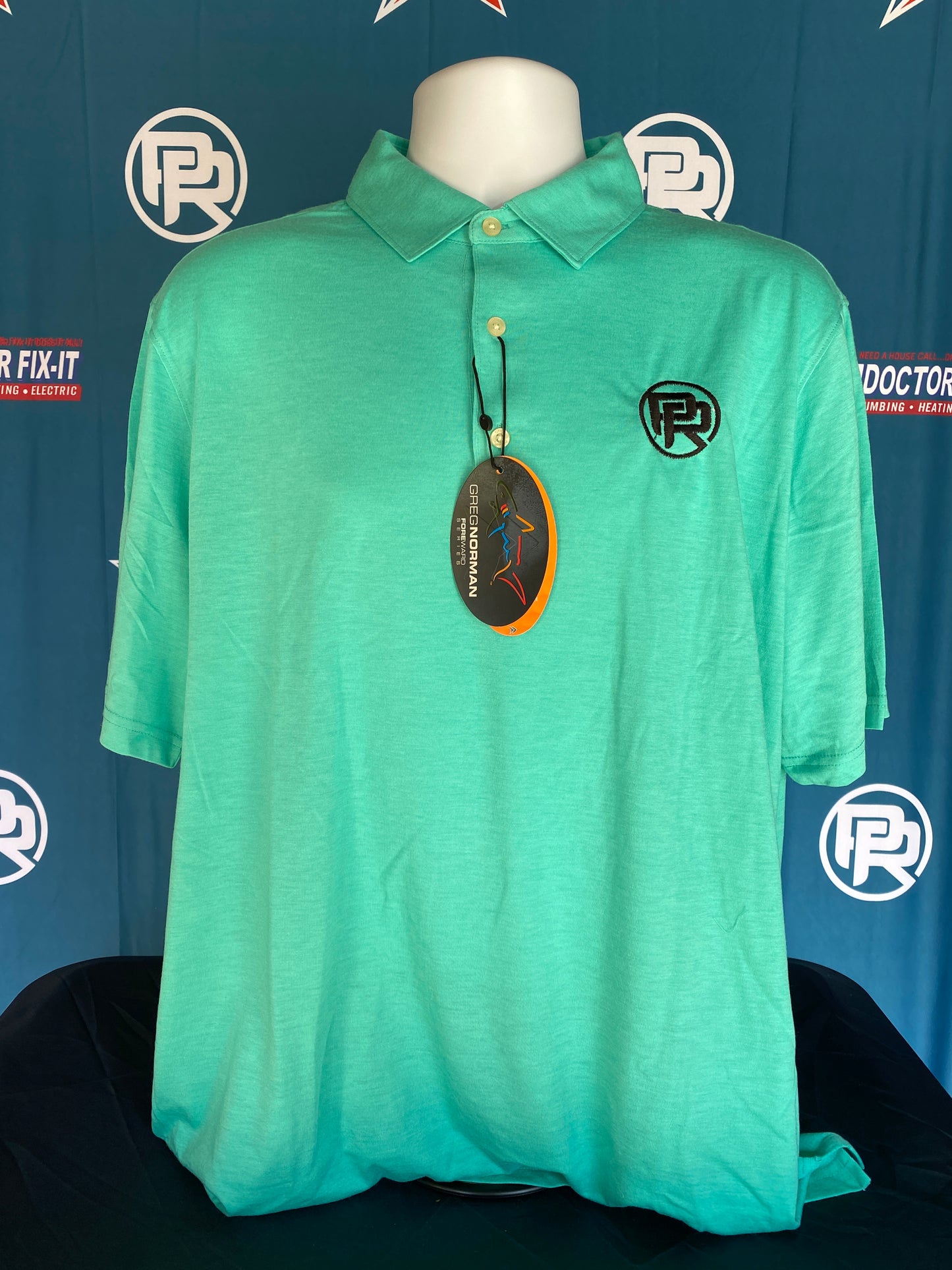 Greg Norman Men's Play Dry Foreward Series Polo with PR logo on chest